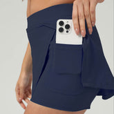 Side Slits Tennis Skirt with Shorts and Pockets