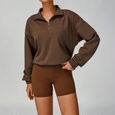 Half Zip Long Sleeve Crop Top Sports Sweatshirt