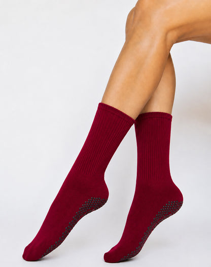 Pilates Yoga Crew Socks with Non Slip Grippers