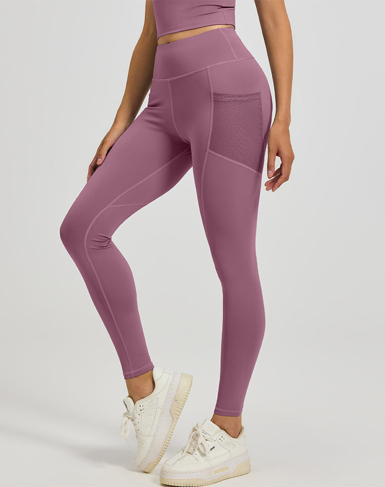 High Waisted Yoga Mesh Leggings with Side Pockets