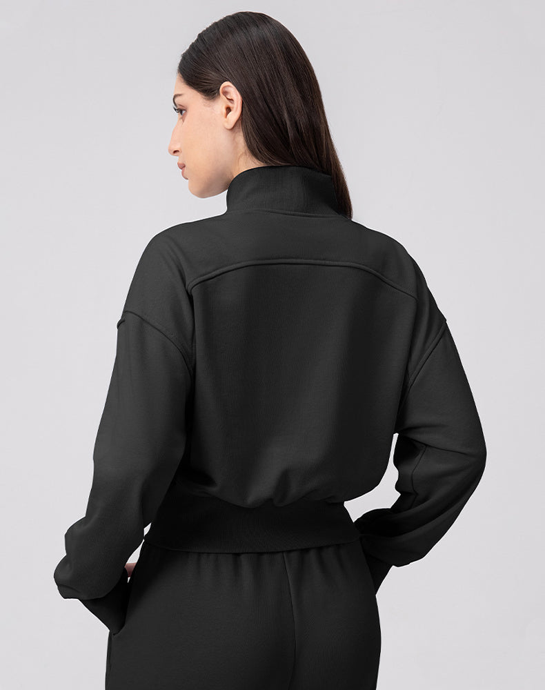 Sports Long Sleeve Hooded Loose Coat Casual Cropped Top