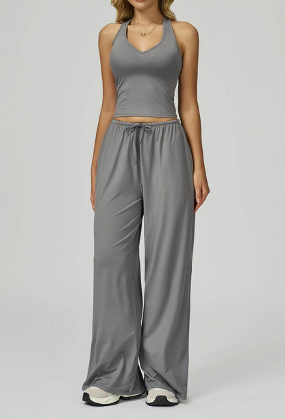 Activewear Wear with Tank Top and Wide Leg Lounge Pants