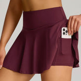 High Waisted Pleated Tennis Skirts with Short and Pocket