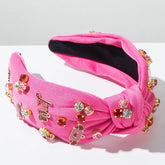 Wide Edge Cross Knotted Headband With Love Heart