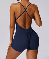 Scrunch Strappy One Piece Workout Short Jumpsuit