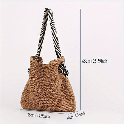 Large Capacity Paper Straw Beach Tote Bag