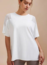 Mesh Splicing Short Sleeved Sports Loose T-Shirt