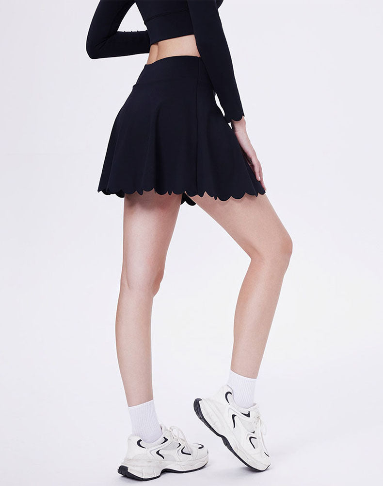 Mini Scalloped Hem Athletic Tennis Skirts with Short