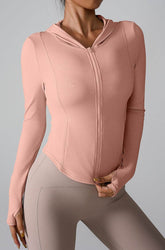 Athletic Hooded Coat Zipper Yoga Long sleeve Jacket