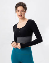 Cropped Button Cardigan Long Sleeve Casual Soft Knit