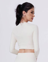 Shell Wave Edge Athletic Crop Top Long Sleeve T-Shirt