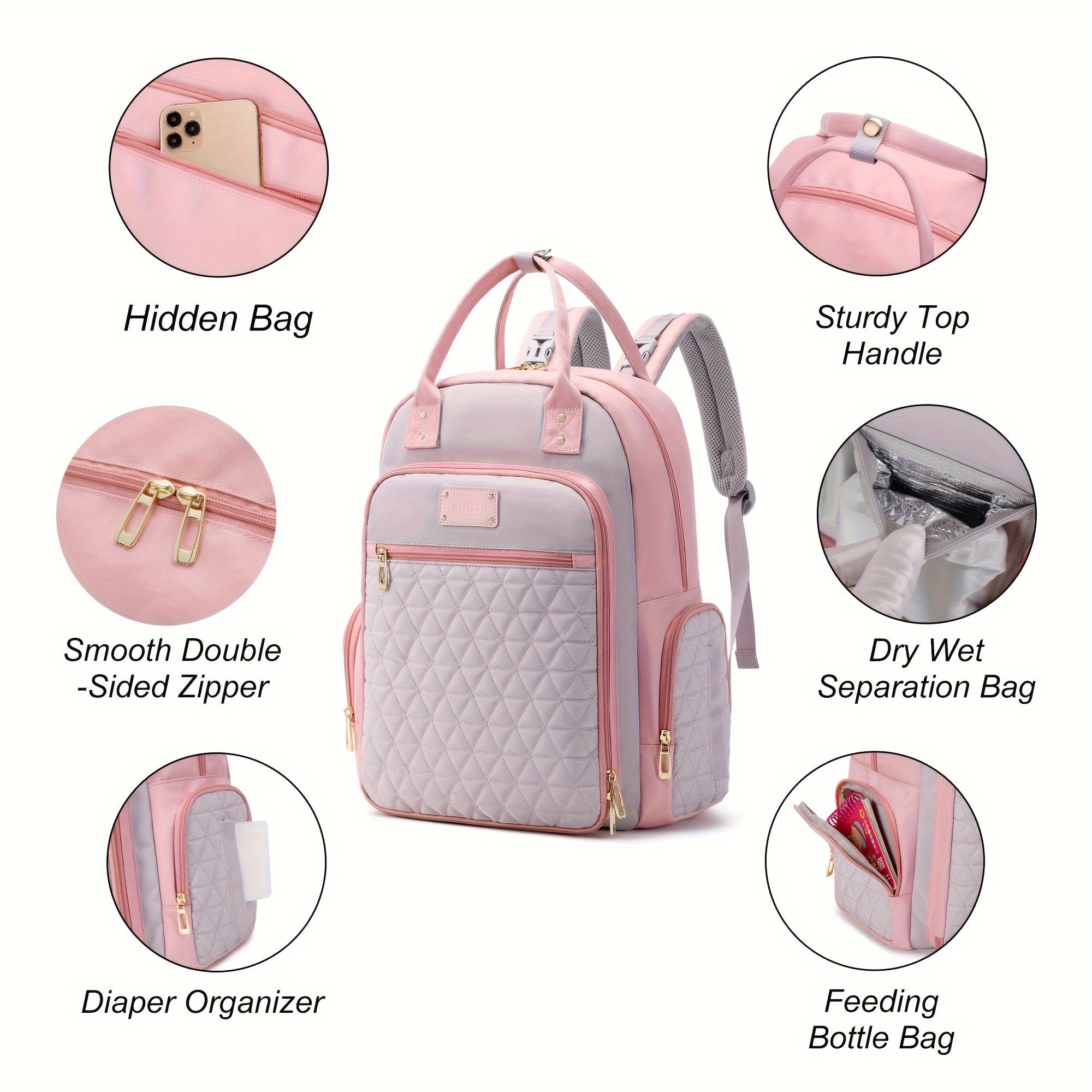 Versatile Mom Bag with Spacious Diaper Compartment and Insulated Pocket