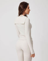 Navy Collar Workout Jacket Zipper Long Sleeve Yoga Coat