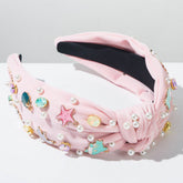 Ocean Knotted Headband with Pearl Rhinestone Starfish Shark Shell