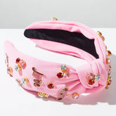 Wide Edge Cross Knotted Headband With Love Heart