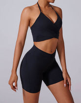 Halter Sports Tank Crop Tops with Removable Bra Pad