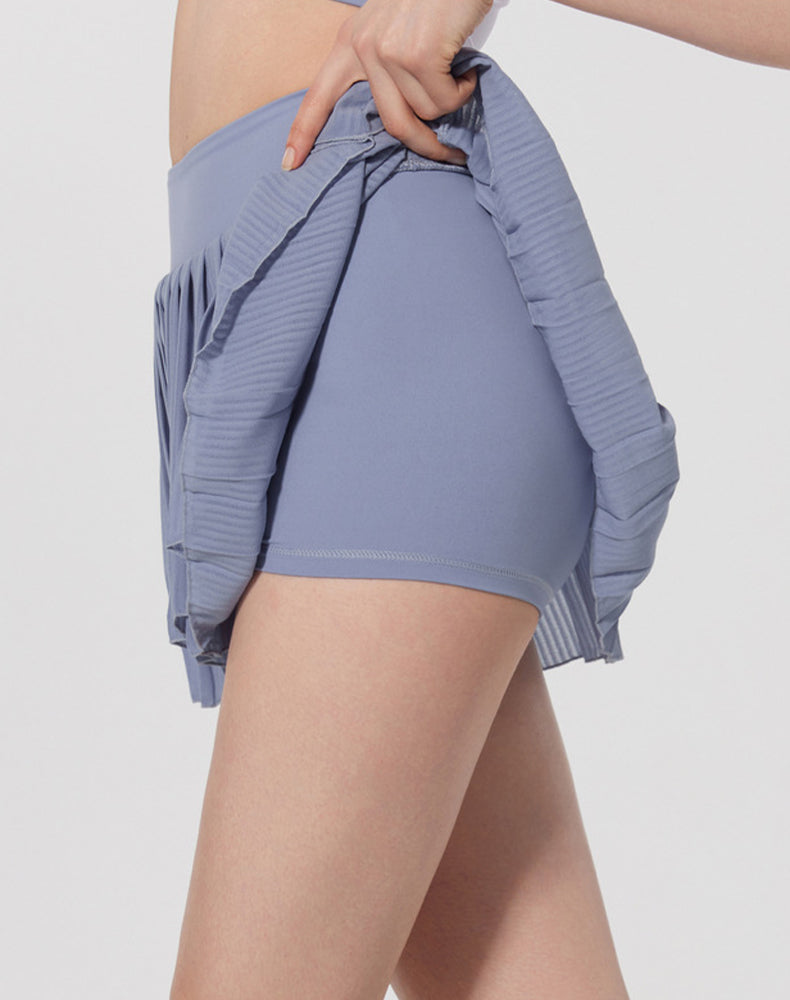 Fashion Solid Color Double Layer Tennis Skirt
