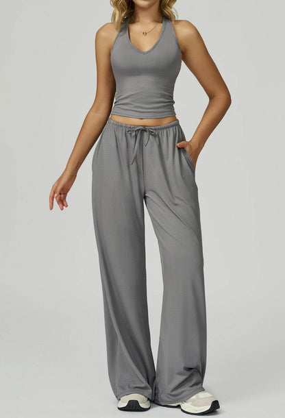 Activewear Wear with Tank Top and Wide Leg Lounge Pants