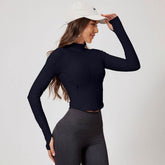 Workout Jacket Slim Fit Cropped Coat Athletic Tops