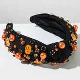 Halloween Pearl Knotted Headband with Pumpkin and Ghost