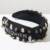 Halloween Skull Twisted Knot Headbands with Rhinestone