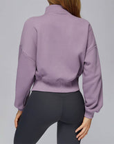 Half Zip Crop Hoodies Long Sleeve Pullover Cropped Top