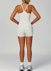 Ribbed Activewear Set with Sports Tank Top and Short