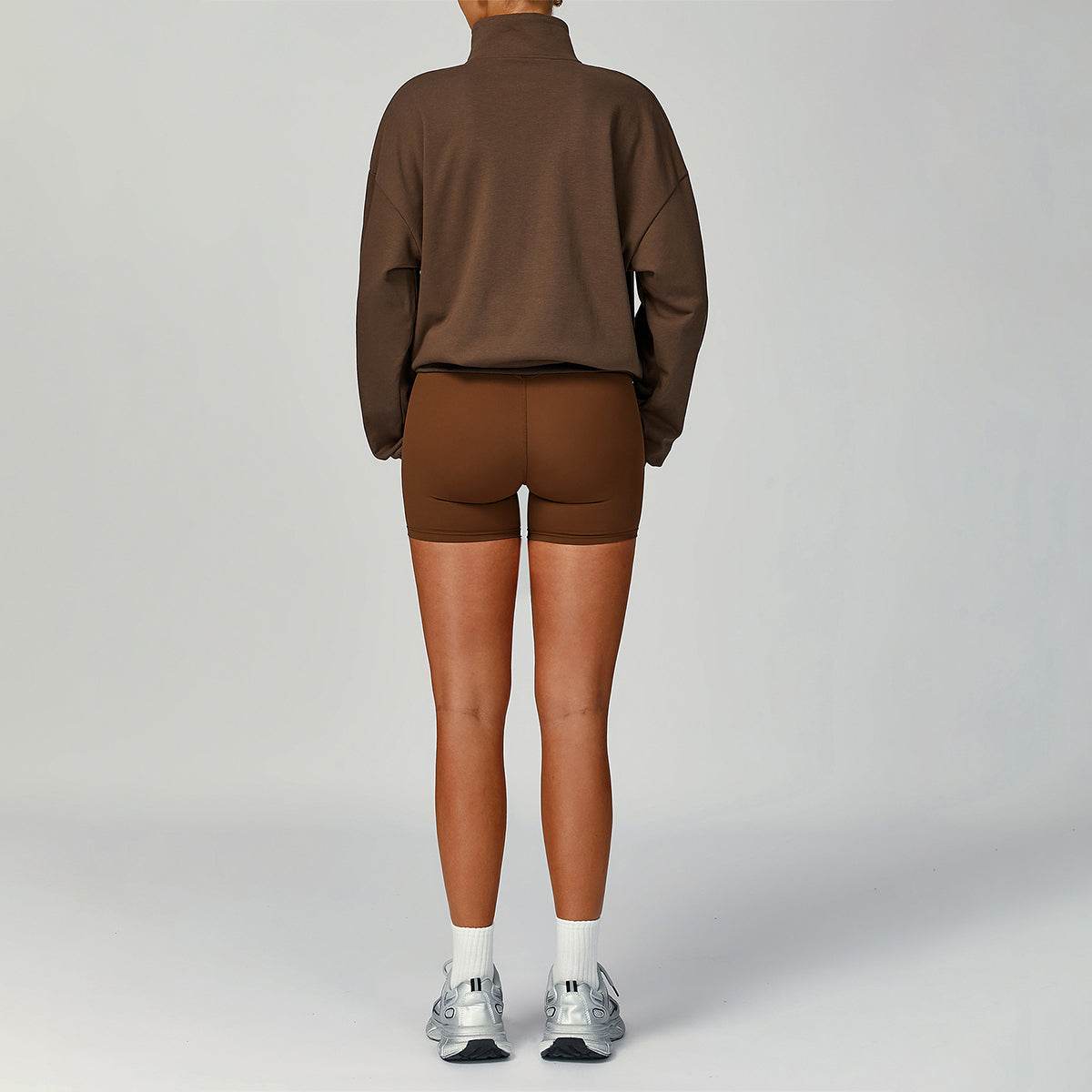Half Zip Long Sleeve Crop Top Sports Sweatshirt