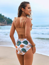 Bikinis Sets with Ruffle Tops and Knot Side Wrap Skirt