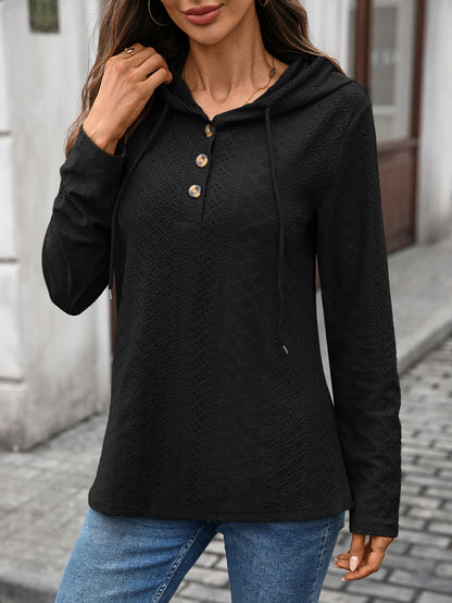 Long Sleeve Fall Drawstring Shirts Hooded Sweatshirt