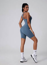 Asymmetric Straps Yoga Shorts Romper Bodysuit