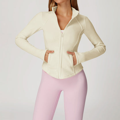 Full Zip Fleece Jacket Long Sleeve Coat with Pockets