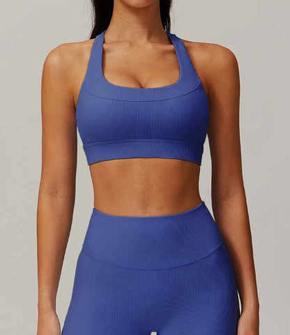 Ribbed Tight Backless Yoga Bra | Stylish and Supportive Activewear