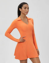 Long Sleeve V Neck Tennis Dress