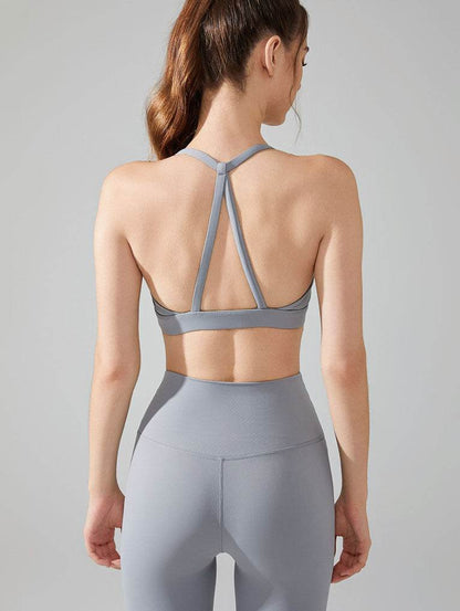 Cross Spaghetti Straps Sports Bra with Removable Chest Pad