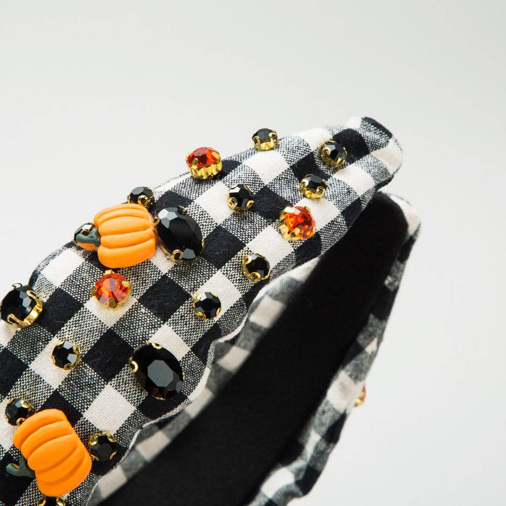 Halloween Crystal Knotted Headband Pumpkin Hair Accessories