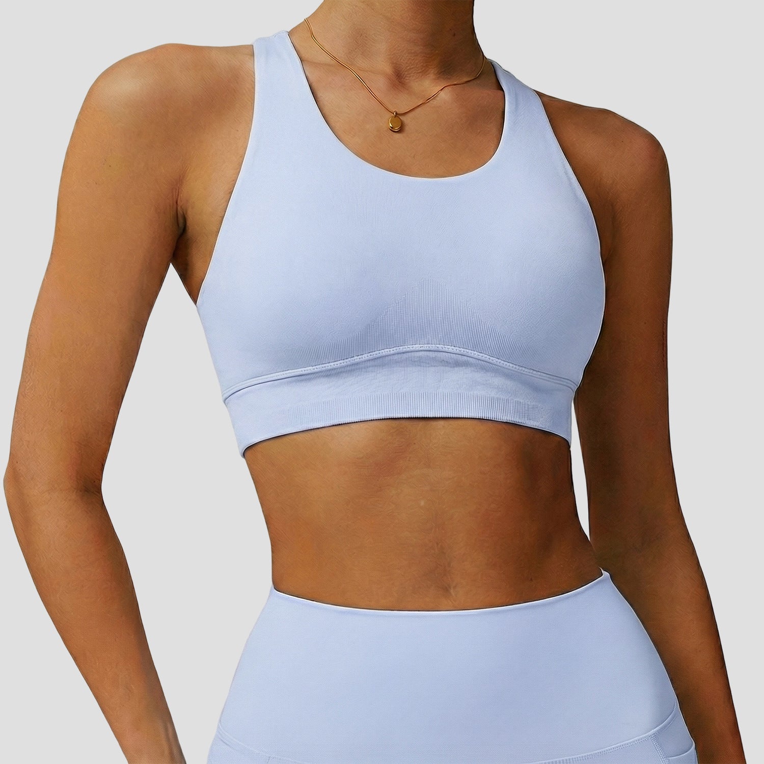 U-Shaped Neckline Yoga Tank Tops Criss Cross Back Sports Bra