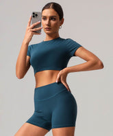 Classic Short Sleeve Crop Workout Tops