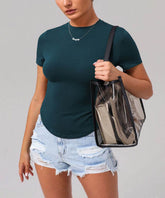 Short Sleeve Slim Fit Tops Crew Neck T-Shirts