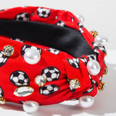Sports Style Ball Twisted Headbands With Studded Beads and Diamonds