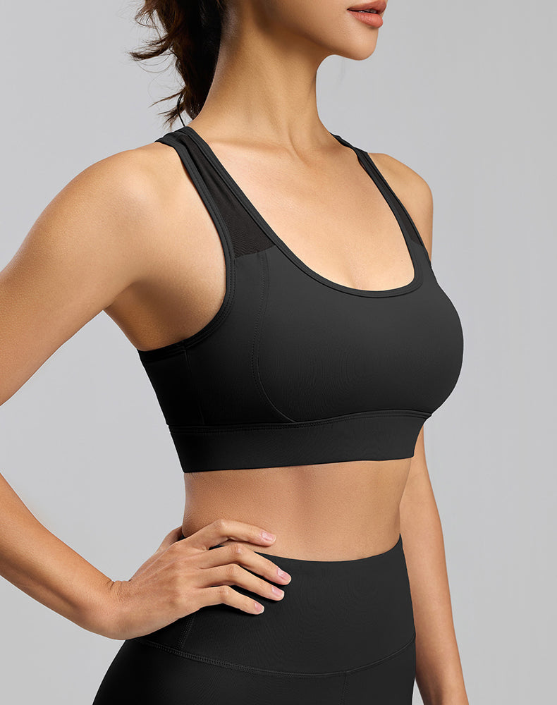 Mesh Racerback Sports Bras with Built in Bra
