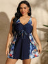 Plus Size Two Piece Tankini Swim Dress with Boyshort -