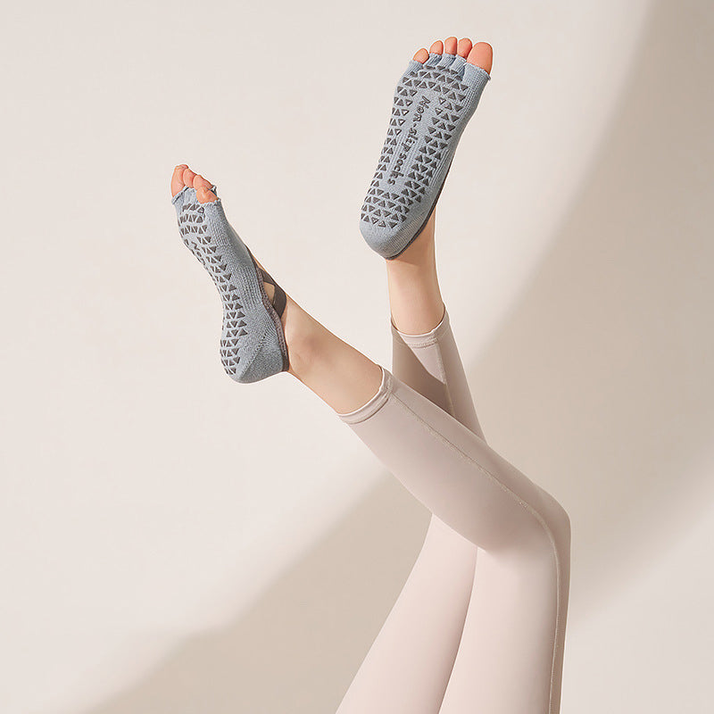 Crisscross Straps Yoga Socks Non Slip Five Toe Ballet Socks