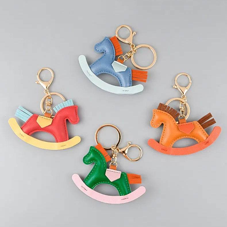 PU Leather Rocking Horse Bag Keychain Accessory | Stylish Accessory