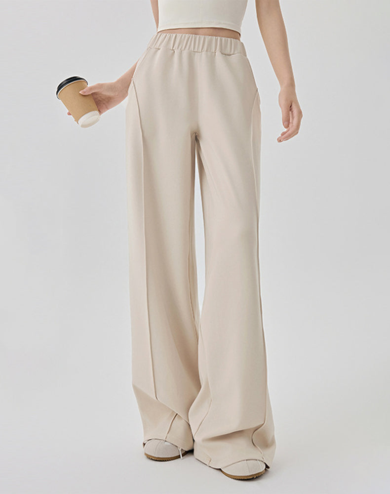 Casual Elastic Waist Wide Leg Sweatpants with Pockets