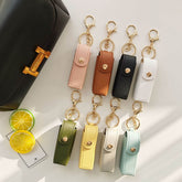 PU Leather Lipstick Holder Keychain with Clip