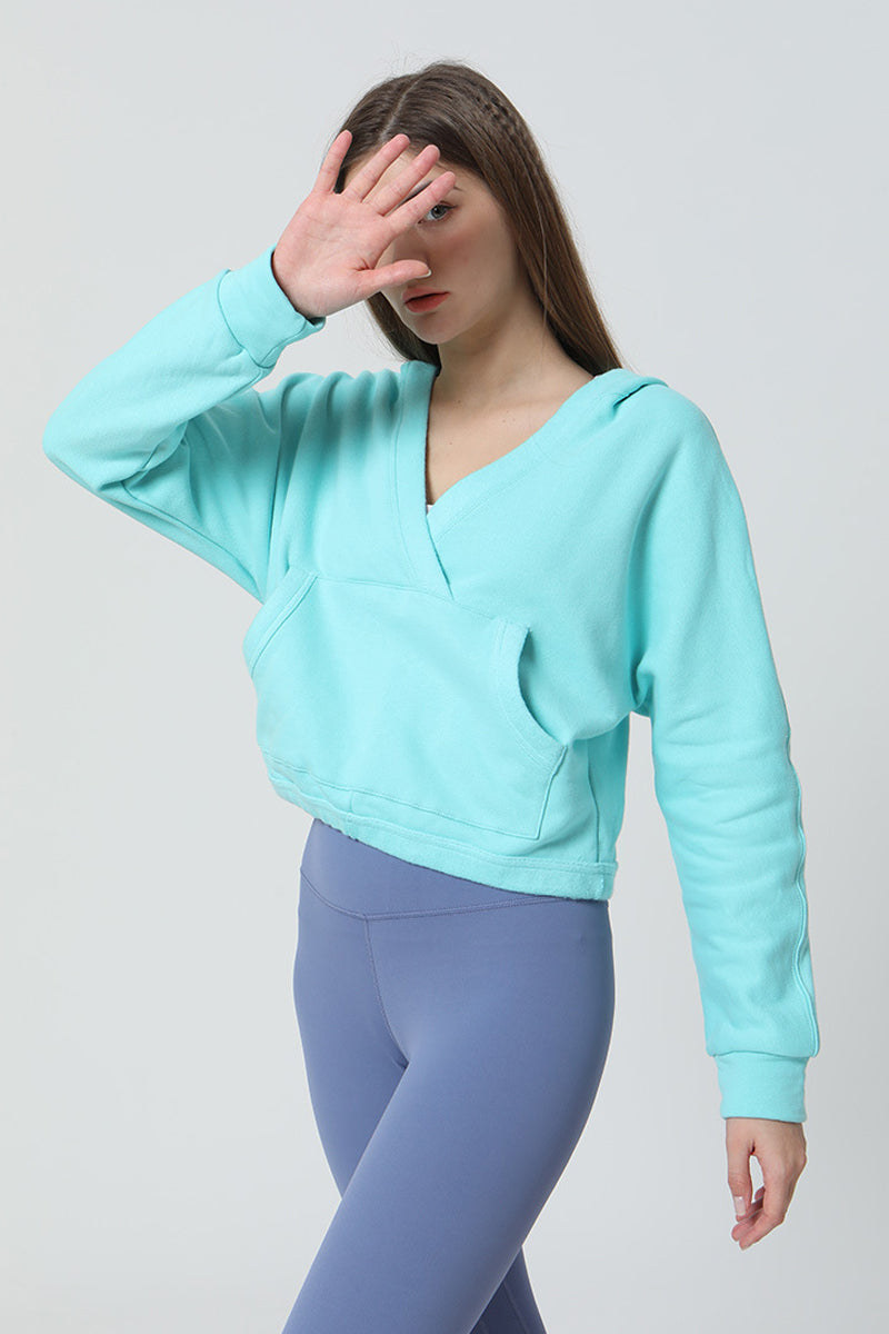 V-Neck Fleece Hoodie - Trendy &amp; Comfortable Activewear