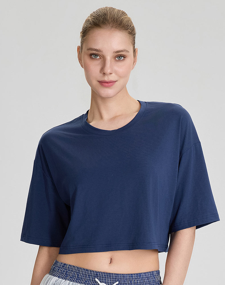 Summer Short Sleeve Crop Tops Casual Athletic Yoga T-Shirts