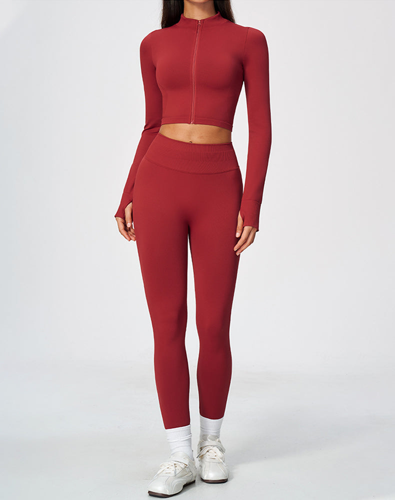 2-Piece Athletic Set Cropped Jacket and Leggings