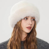 Faux Fur Winter Bucket Hat Fuzzy Fluffy Warm Hat